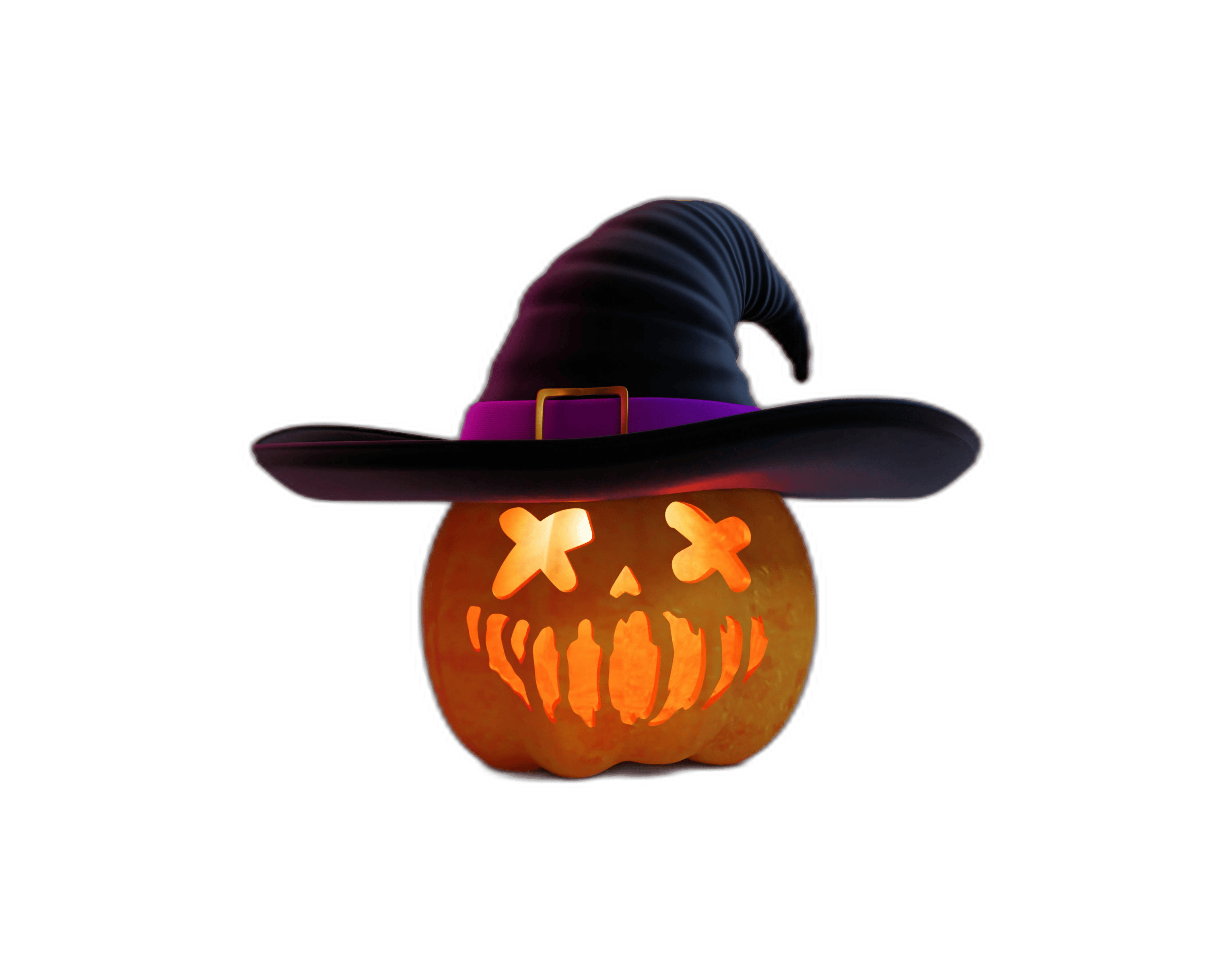 A halloween pumpkin with a witch hat on it